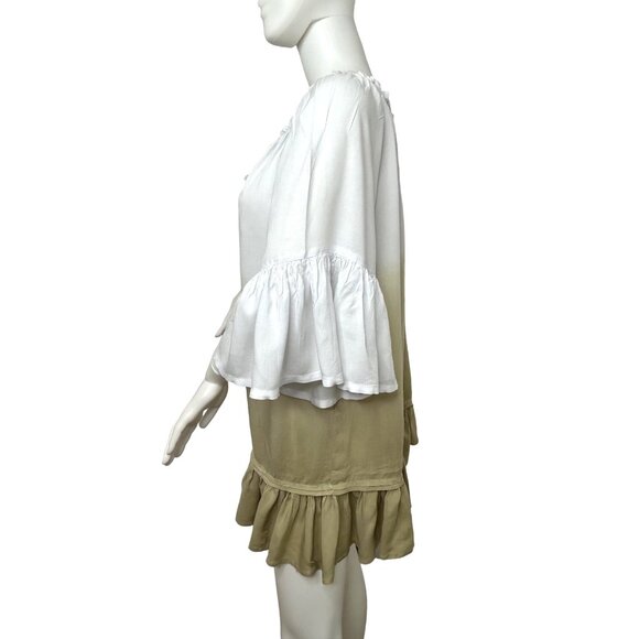 Boheme Skemo Daydream Mini Dress S White Yellow Green Embroidered Beads Tassels - Picture 2 of 16